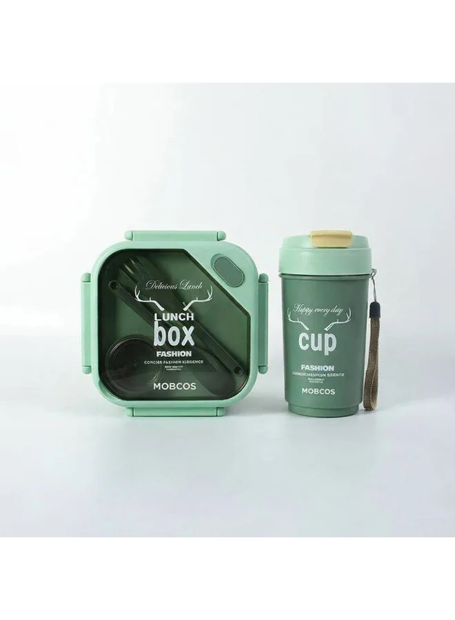 موبكوس مجموعة موبكوس الرياضية للأطفال مع علبة غداء وزجاجة ماء للأطفال والكبار، مصنوعة من بلاستيك البولي بروبيلين عالي الجودة والآمن غذائياً، مانعة للتسرب والانسكاب (أخضر)